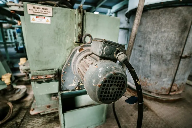 Industrial AC induction motor in service
